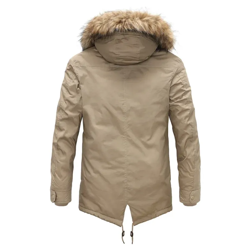 Kouhoor - Parka Winterjas Heren – Gevoerd met Bontkraag en Verstelbare Capuchon