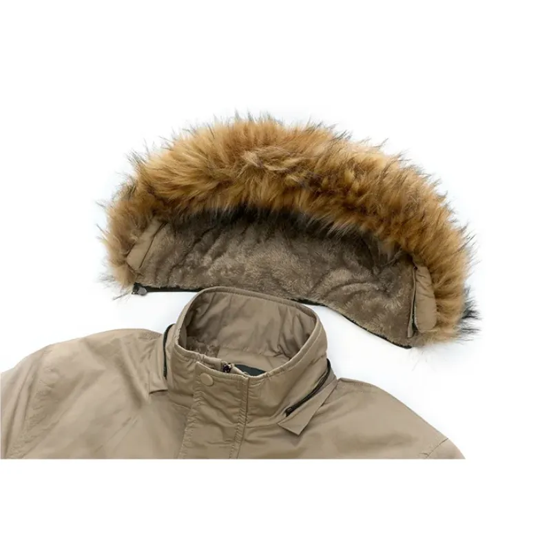 Kouhoor - Parka Winterjas Heren – Gevoerd met Bontkraag en Verstelbare Capuchon