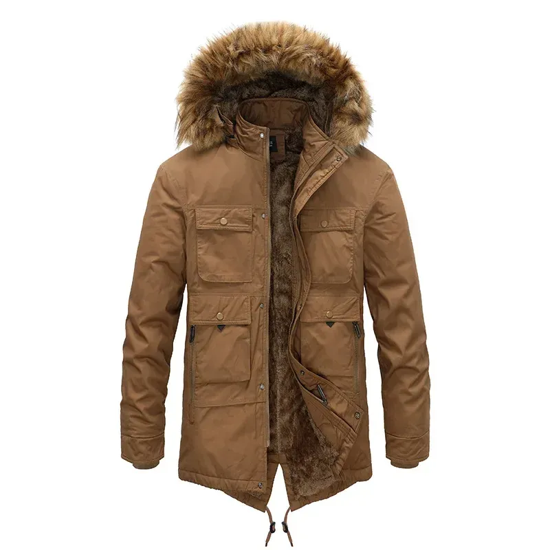 Kouhoor - Parka Winterjas Heren – Gevoerd met Bontkraag en Verstelbare Capuchon