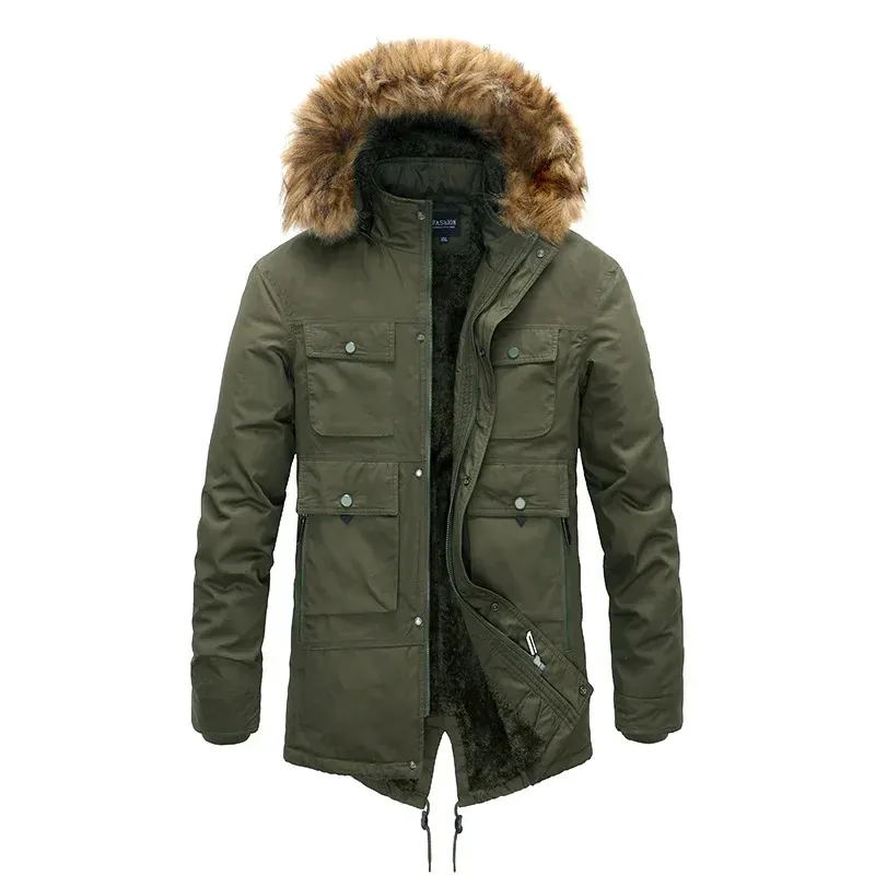 Kouhoor - Parka Winterjas Heren – Gevoerd met Bontkraag en Verstelbare Capuchon