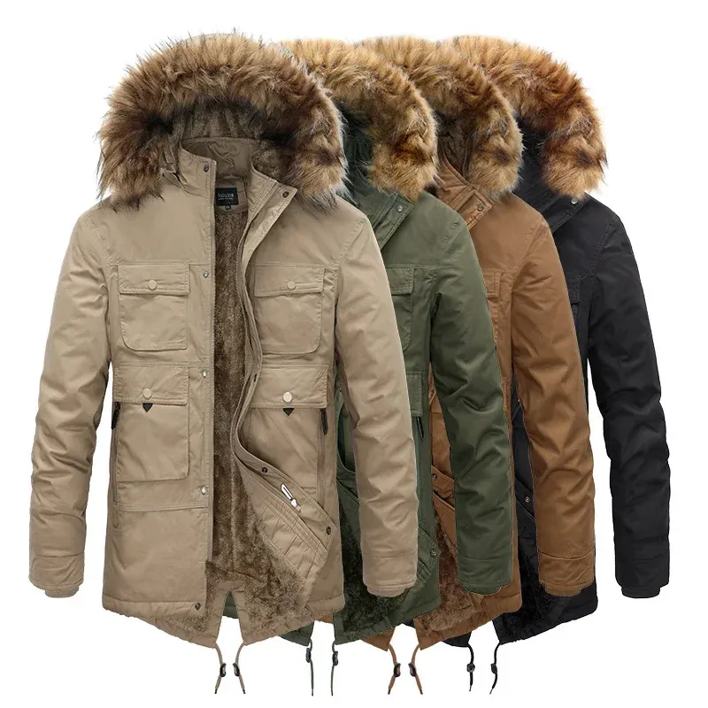 Kouhoor - Parka Winterjas Heren – Gevoerd met Bontkraag en Verstelbare Capuchon