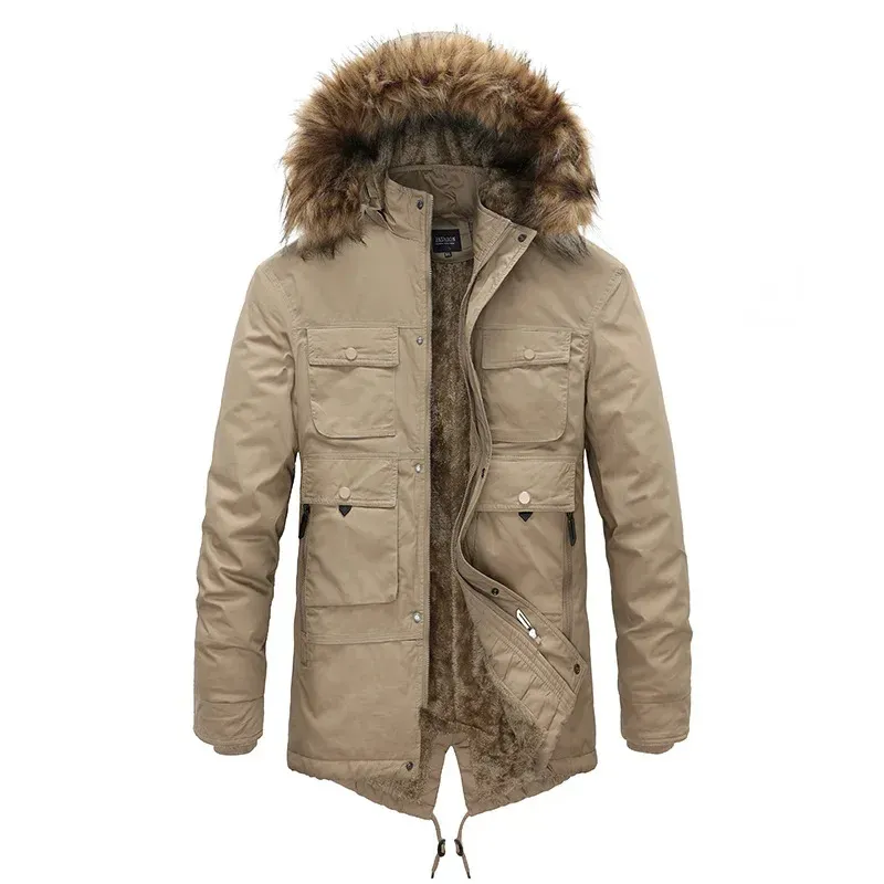 Kouhoor - Parka Winterjas Heren – Gevoerd met Bontkraag en Verstelbare Capuchon