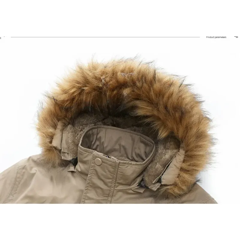 Kouhoor - Parka Winterjas Heren – Gevoerd met Bontkraag en Verstelbare Capuchon