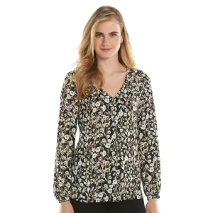 LC Lauren Conrad Women's Floral Chiffon Tunic Top Blouse