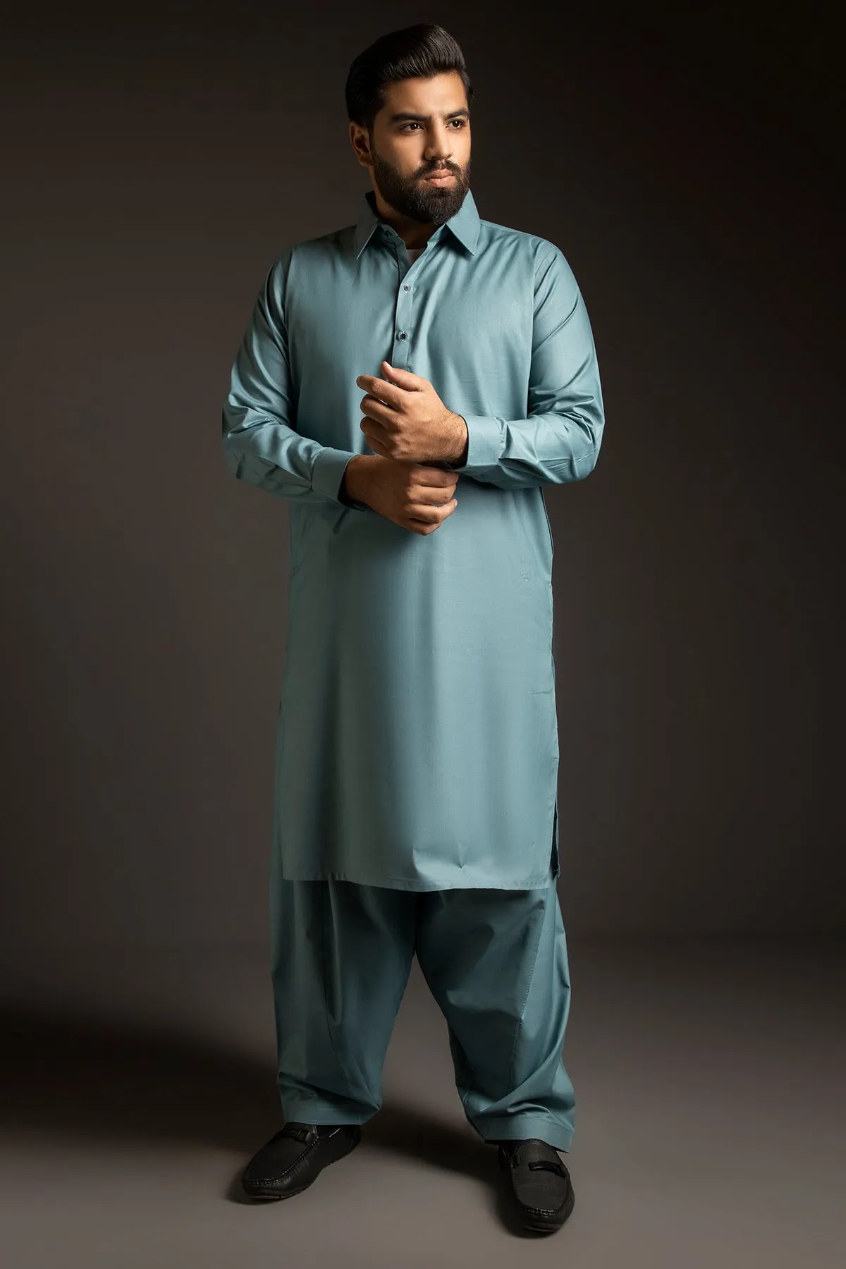 Light Teal Kameez Shalwar (Plus Size) - P22 - MKS001P