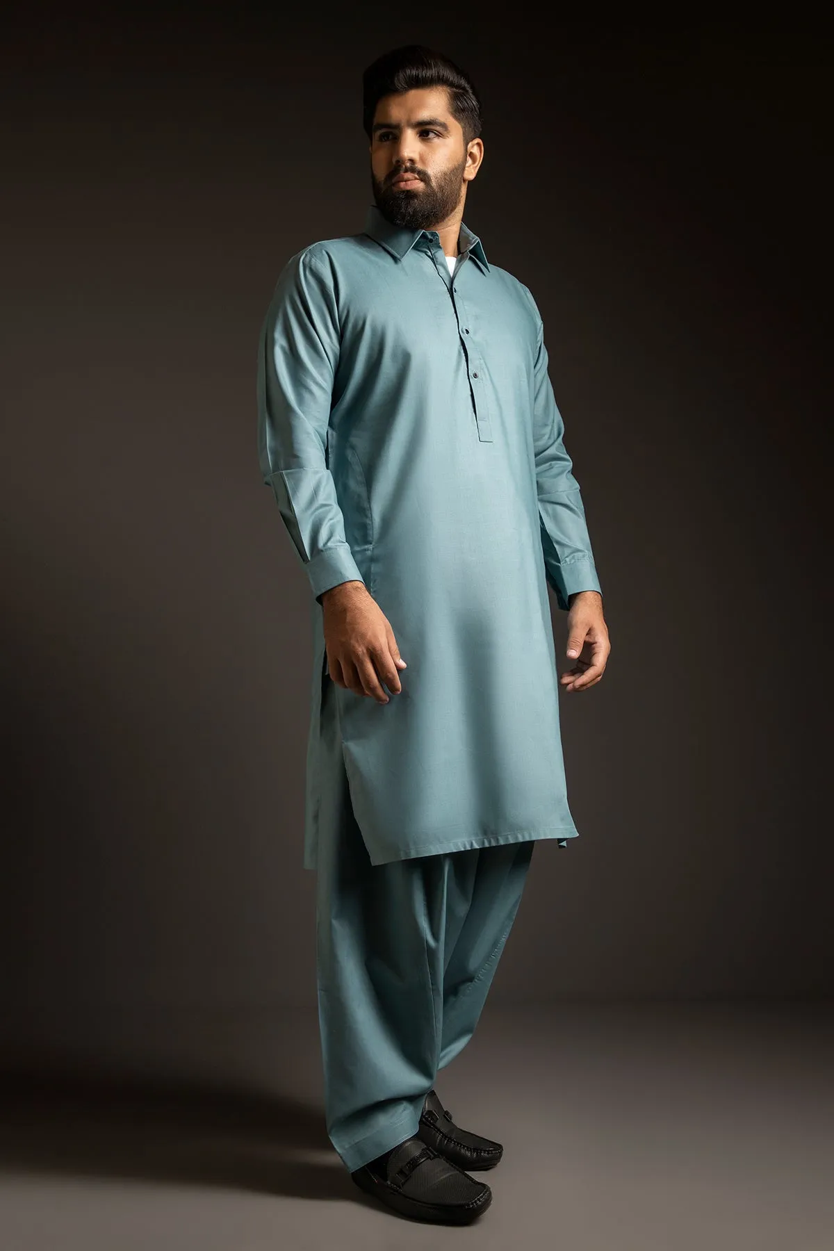 Light Teal Kameez Shalwar (Plus Size) - P22 - MKS001P