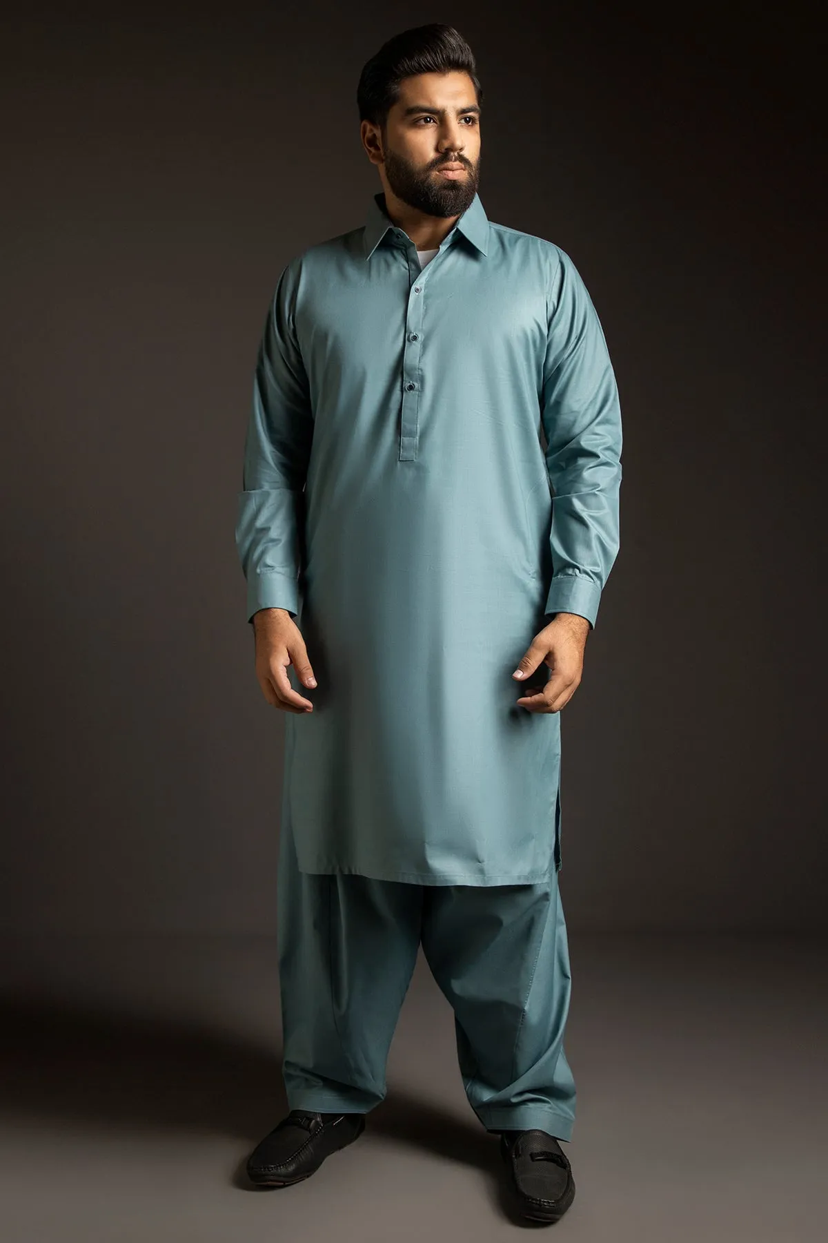 Light Teal Kameez Shalwar (Plus Size) - P22 - MKS001P