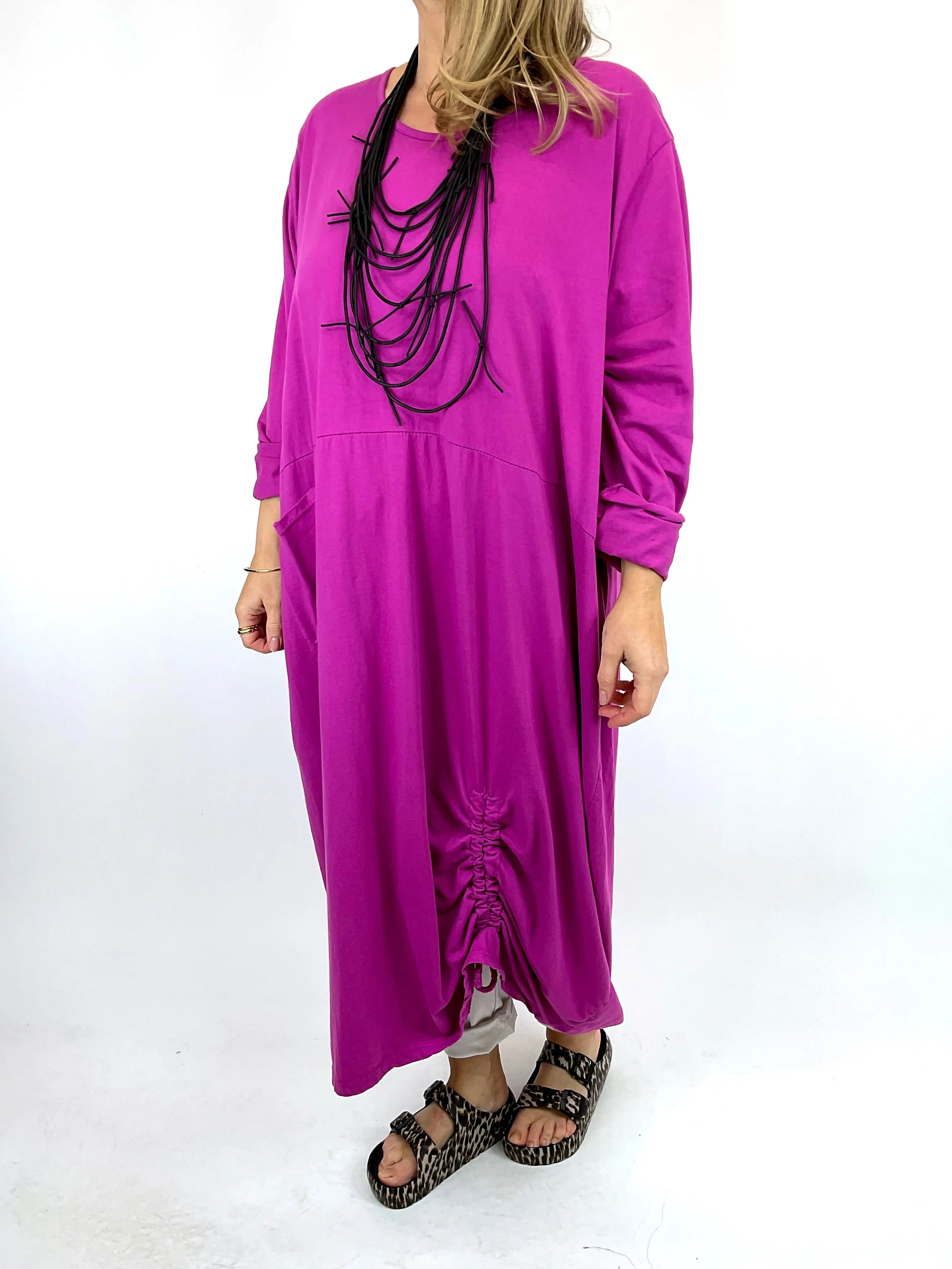 Made in Italy Lagenlook Ellis Ruche Tunic in Berry. code 55919