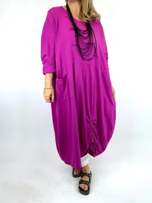 Made in Italy Lagenlook Ellis Ruche Tunic in Berry. code 55919