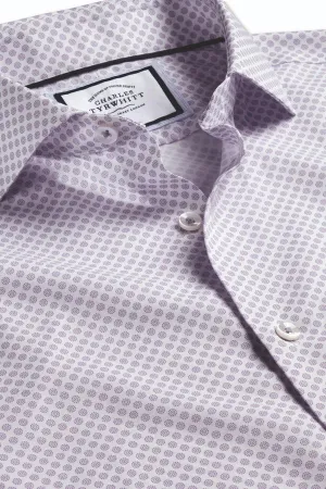 MAUVE PURPLE NON-IRON CIRCLE PRINT SLIM FIT SHIRT