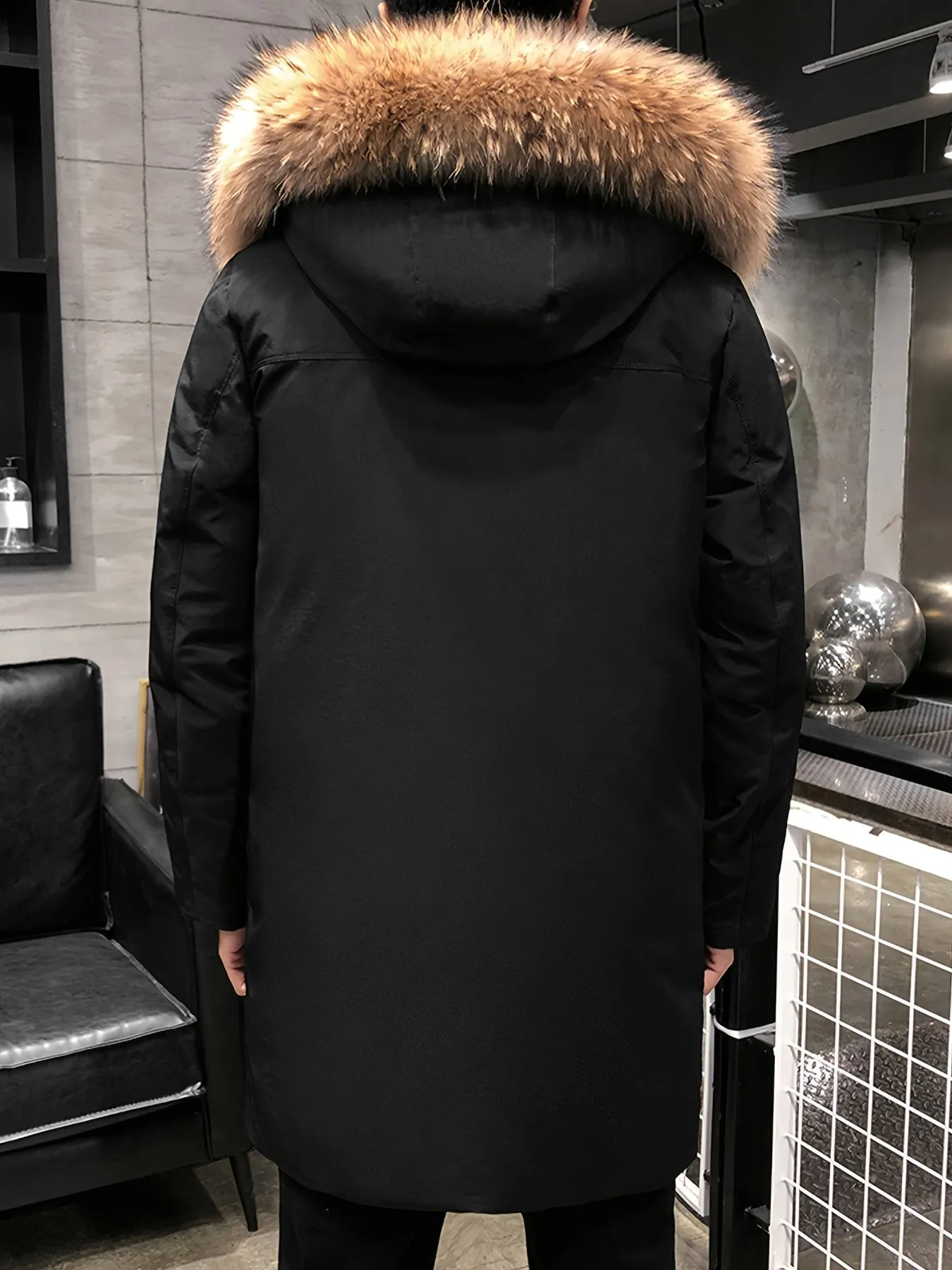 Men's Casual Mid-Length Hooded Winter Jacket with Faux Fur Collar | Ideal for Autumn/Winter