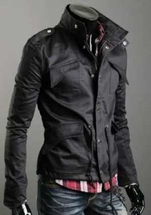 Mens Stand Up Collar Short Parka