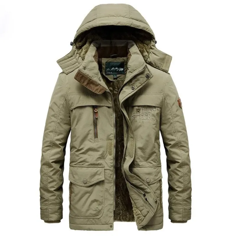 Men's water-repellent parka jacket with adjustable hood