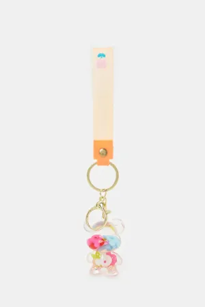 Orange Embellished Fashion Key Ring