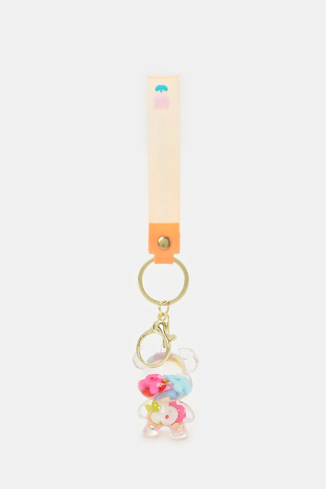 Orange Embellished Fashion Key Ring