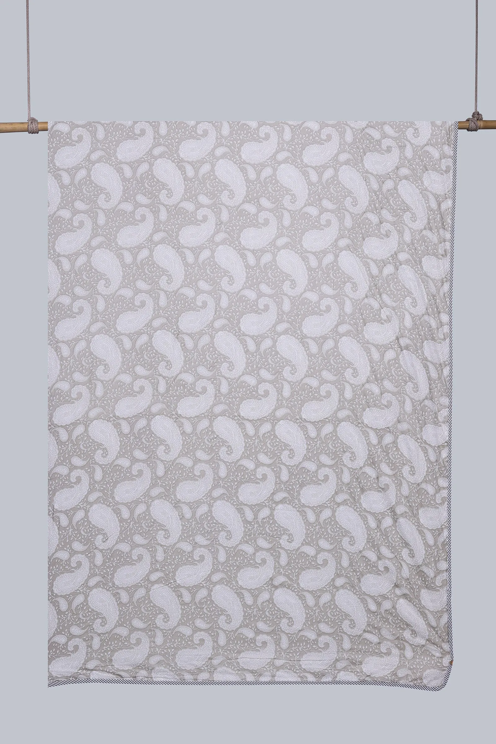 Paisely Grey Reversible Cotton Muslin Dohar