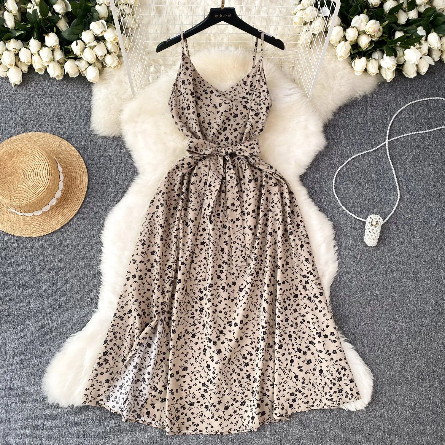 Pastoral Floral Chiffon Slip Dress