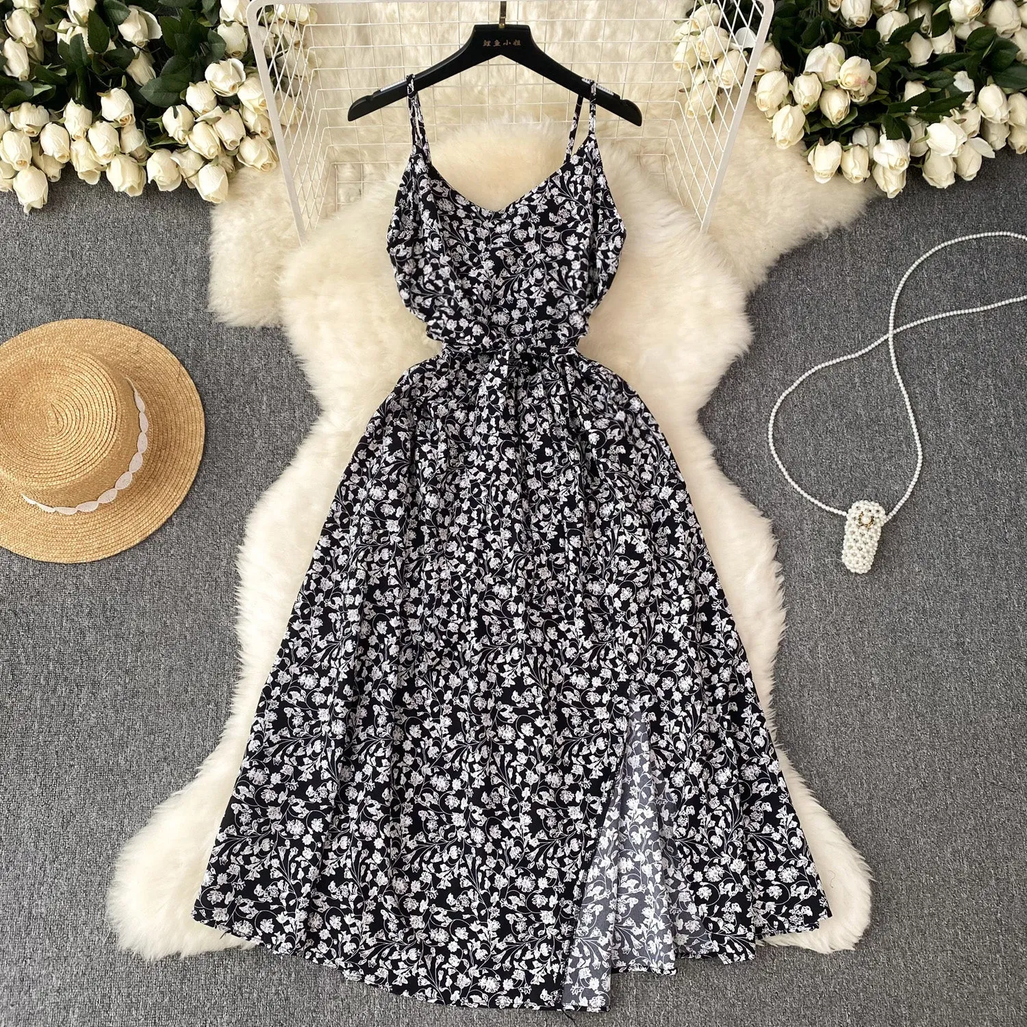 Pastoral Floral Chiffon Slip Dress