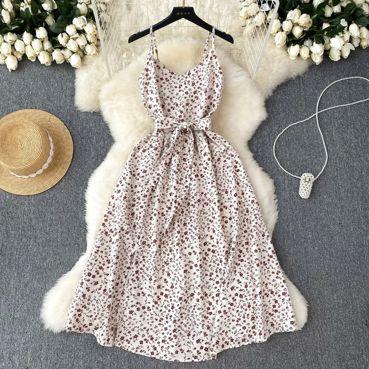 Pastoral Floral Chiffon Slip Dress