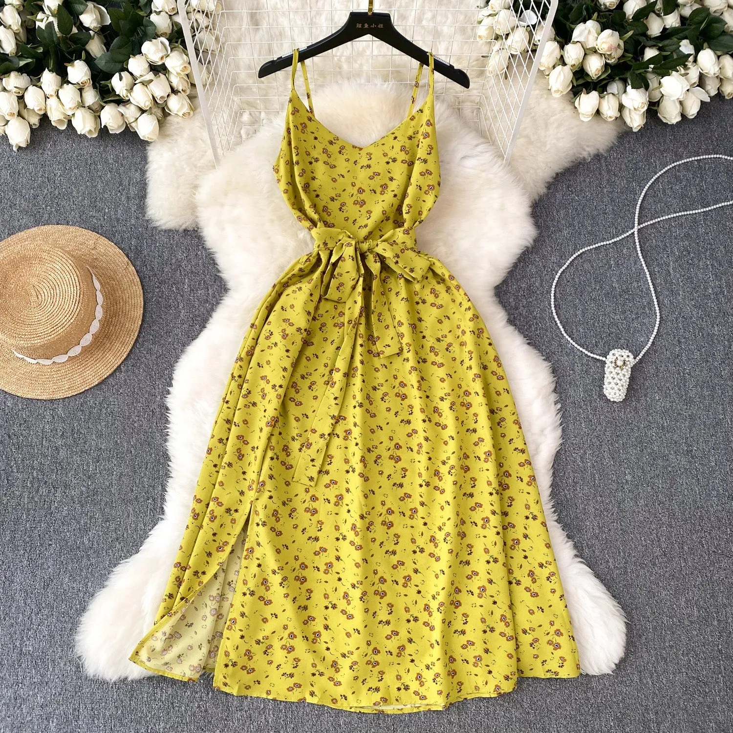 Pastoral Floral Chiffon Slip Dress