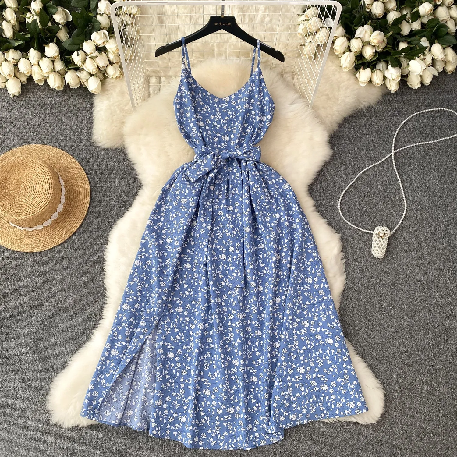 Pastoral Floral Chiffon Slip Dress