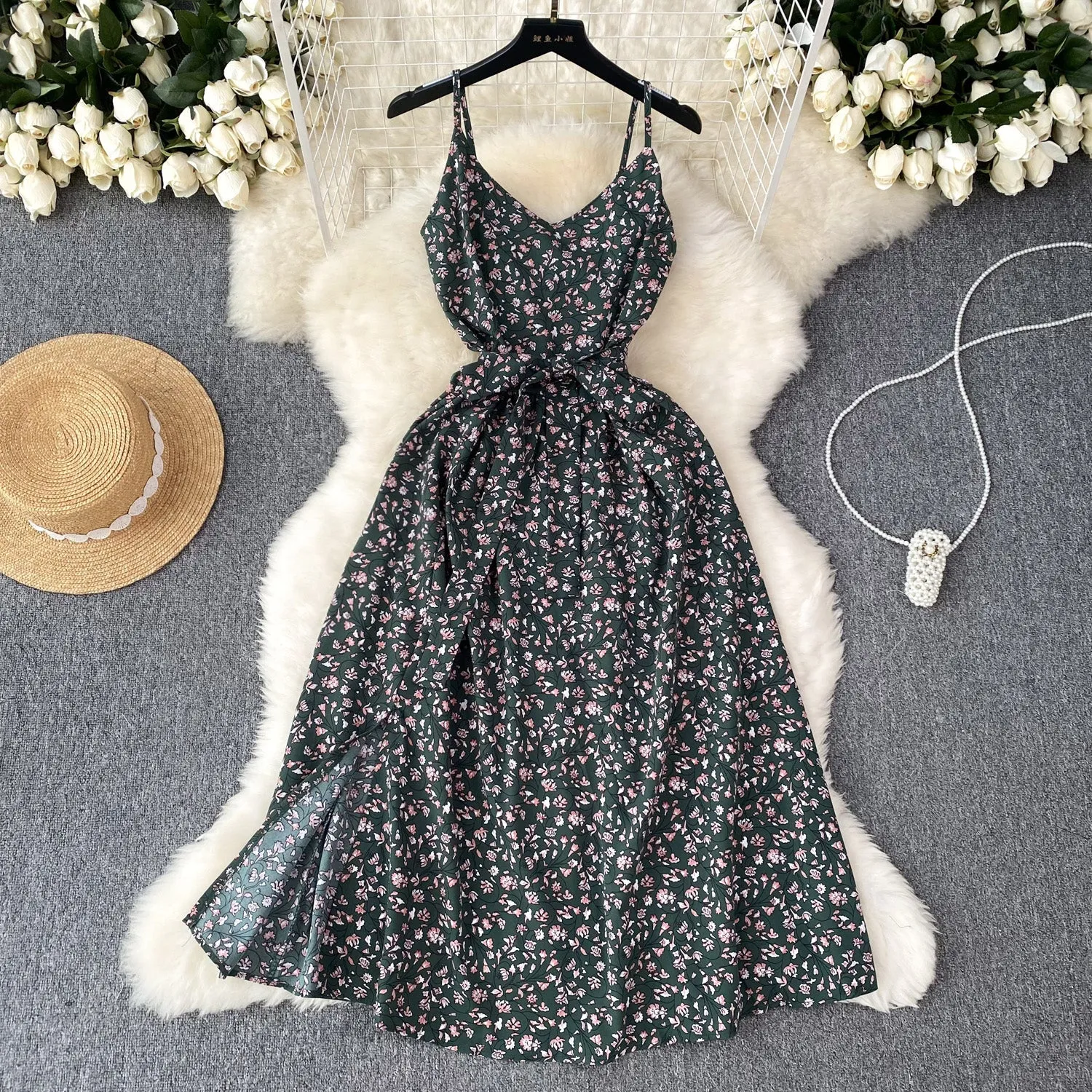 Pastoral Floral Chiffon Slip Dress