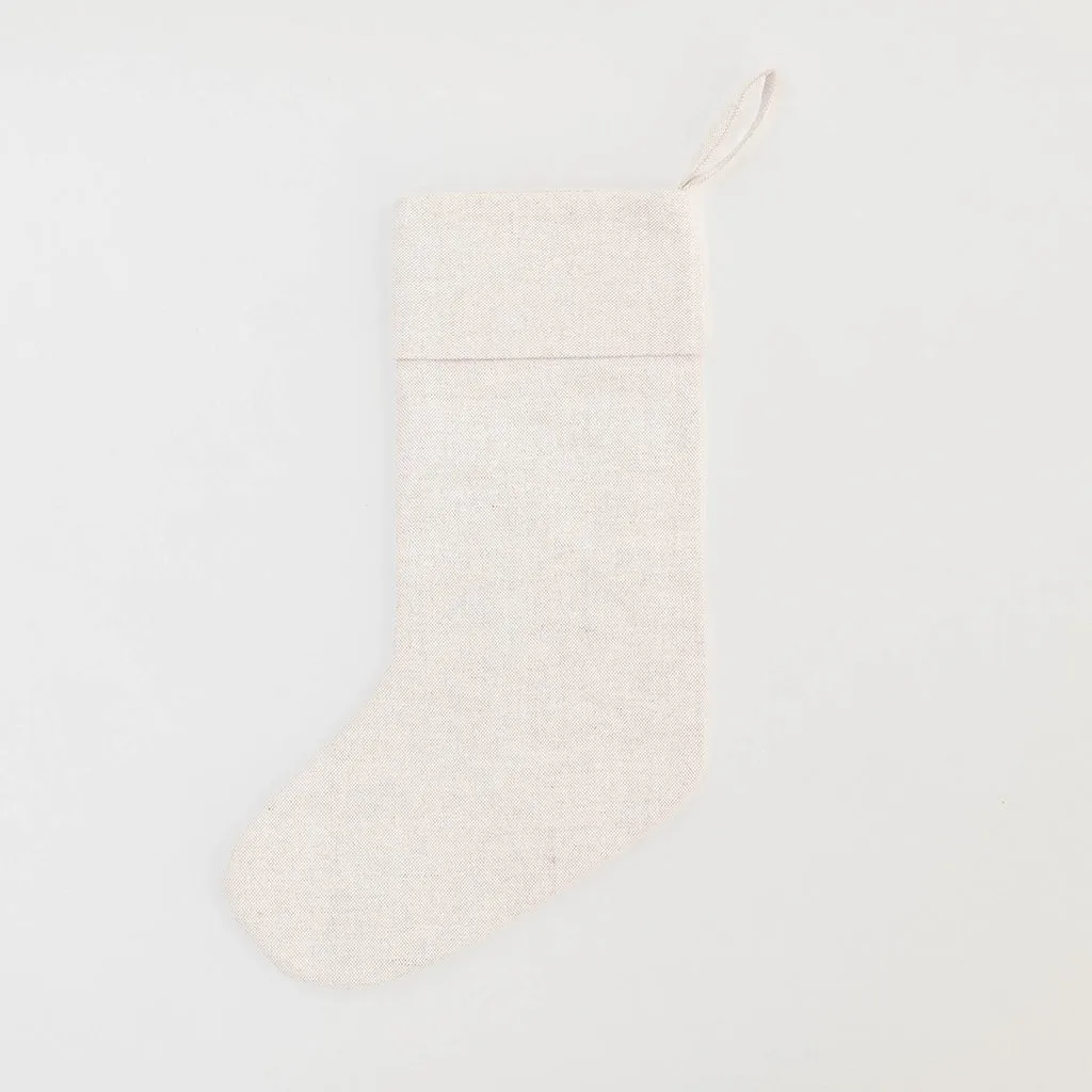 Poinsettia Bundle Linen Stocking - Natural