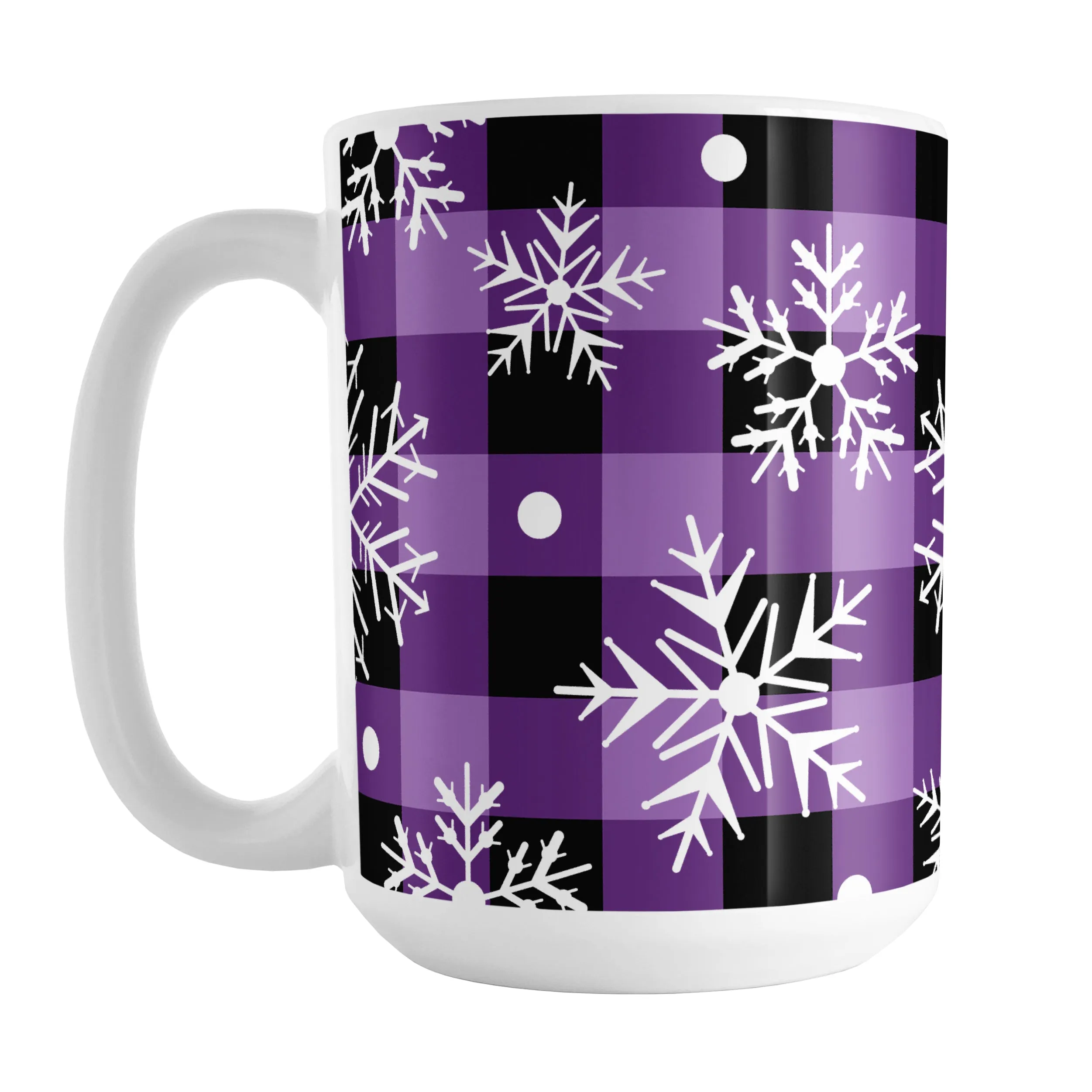 Purple and Black Buffalo Plaid Snowflake Mug