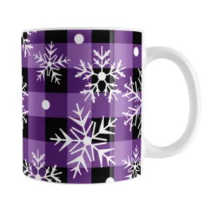 Purple and Black Buffalo Plaid Snowflake Mug