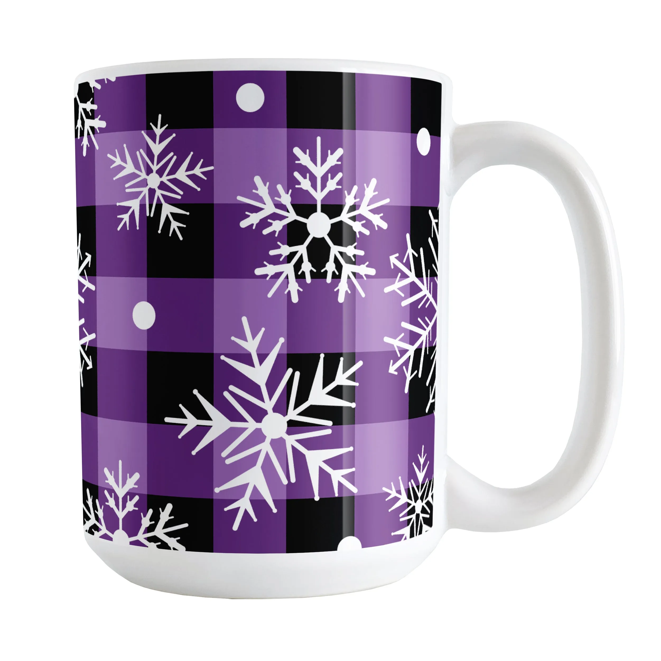 Purple and Black Buffalo Plaid Snowflake Mug