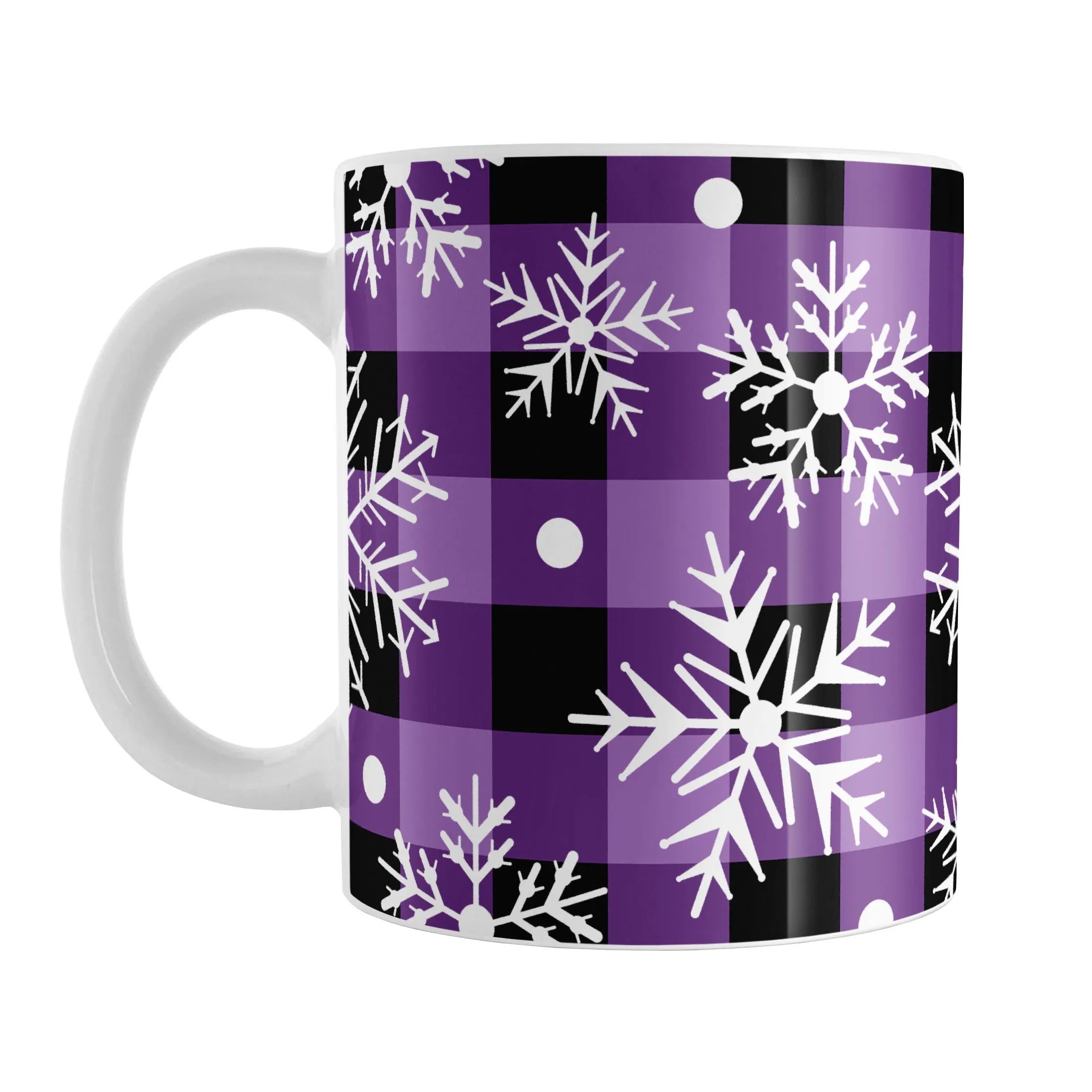 Purple and Black Buffalo Plaid Snowflake Mug