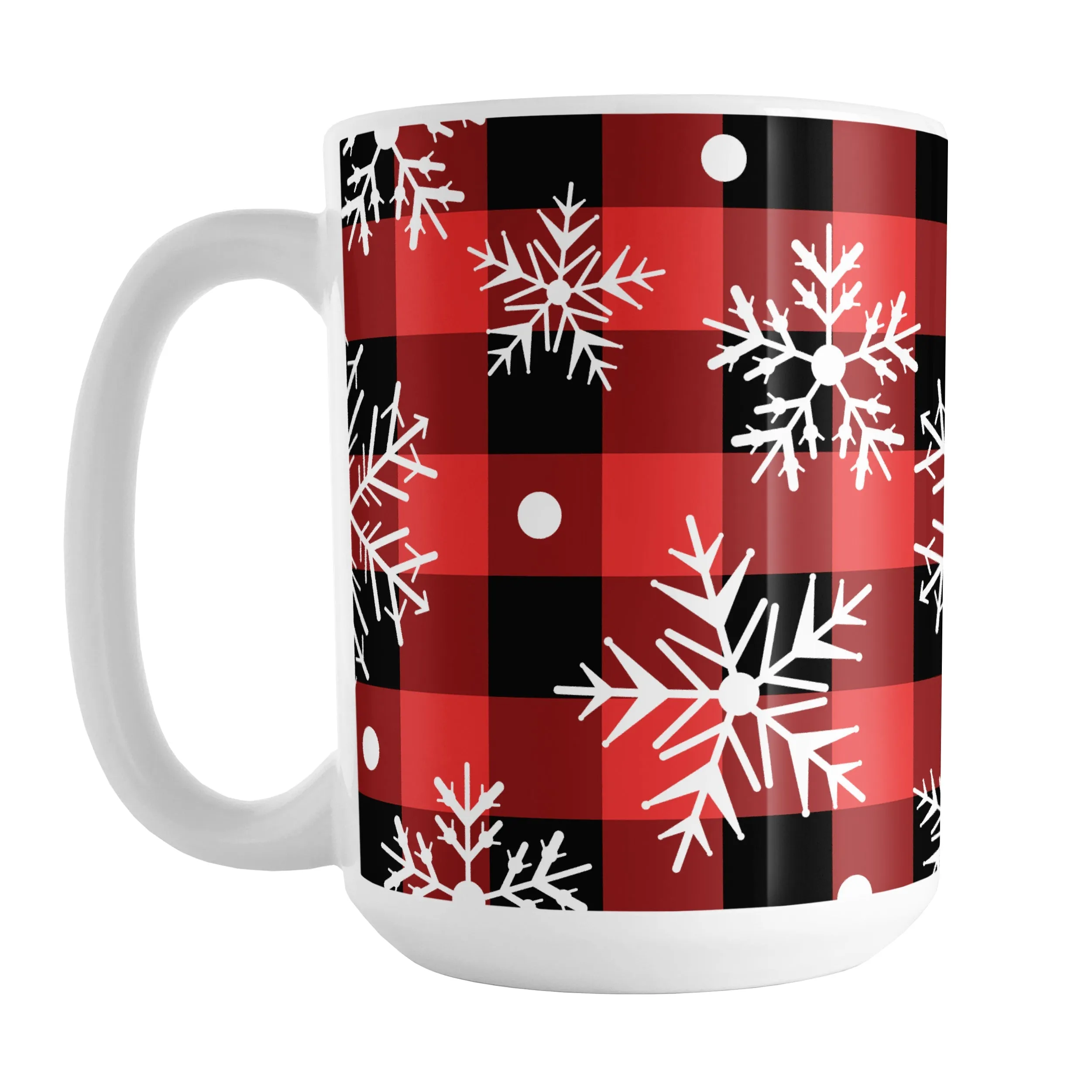 Red and Black Buffalo Plaid Snowflake Mug