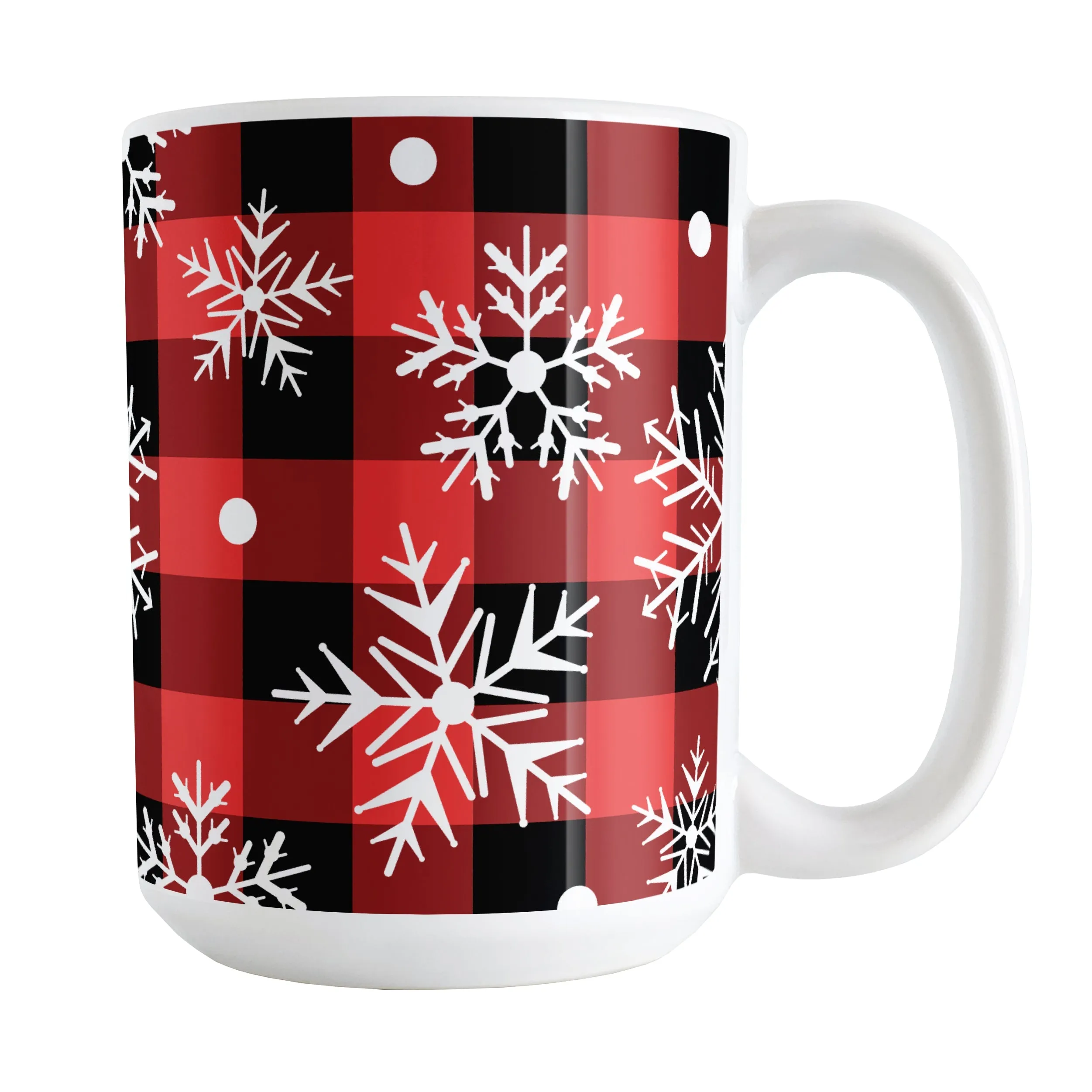 Red and Black Buffalo Plaid Snowflake Mug