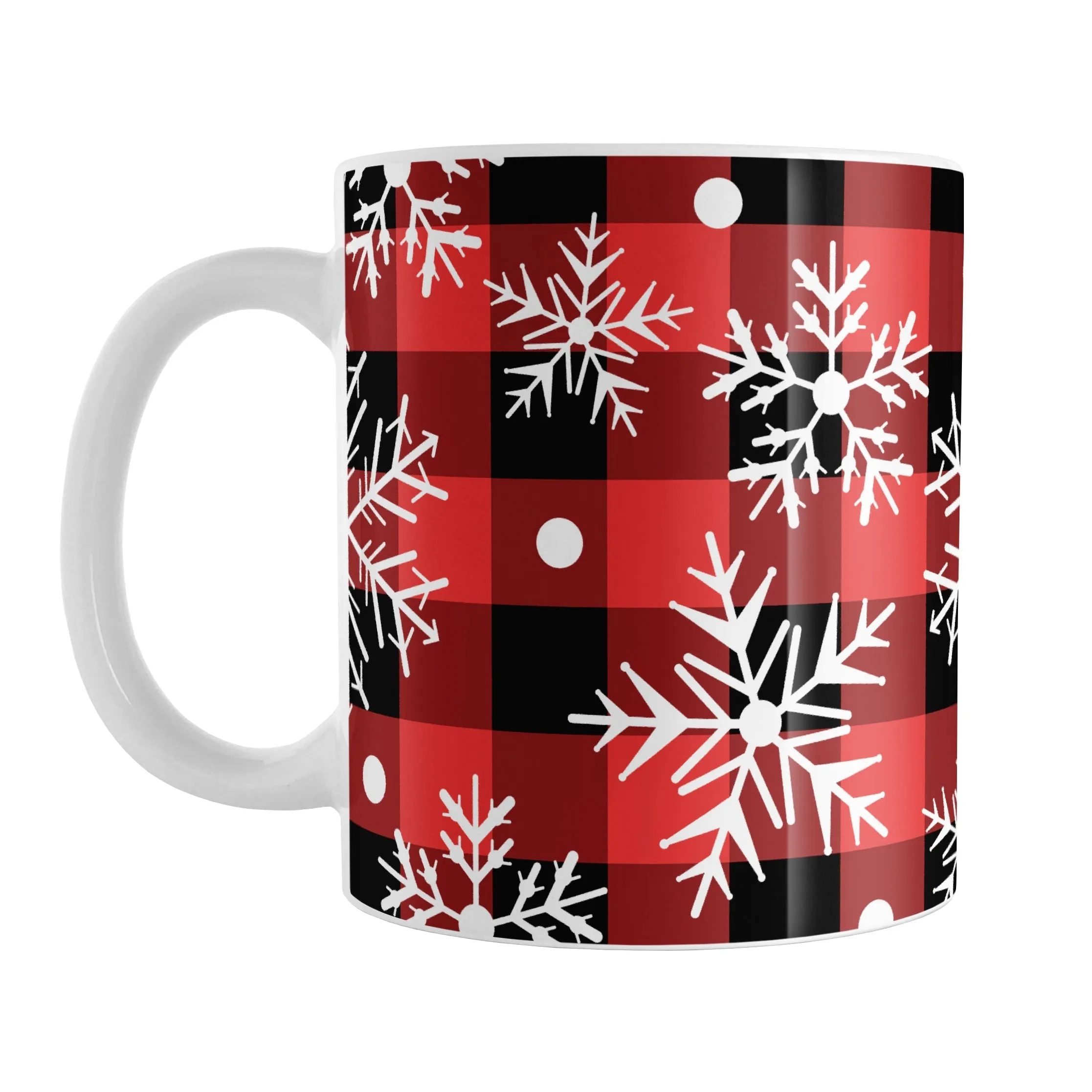Red and Black Buffalo Plaid Snowflake Mug