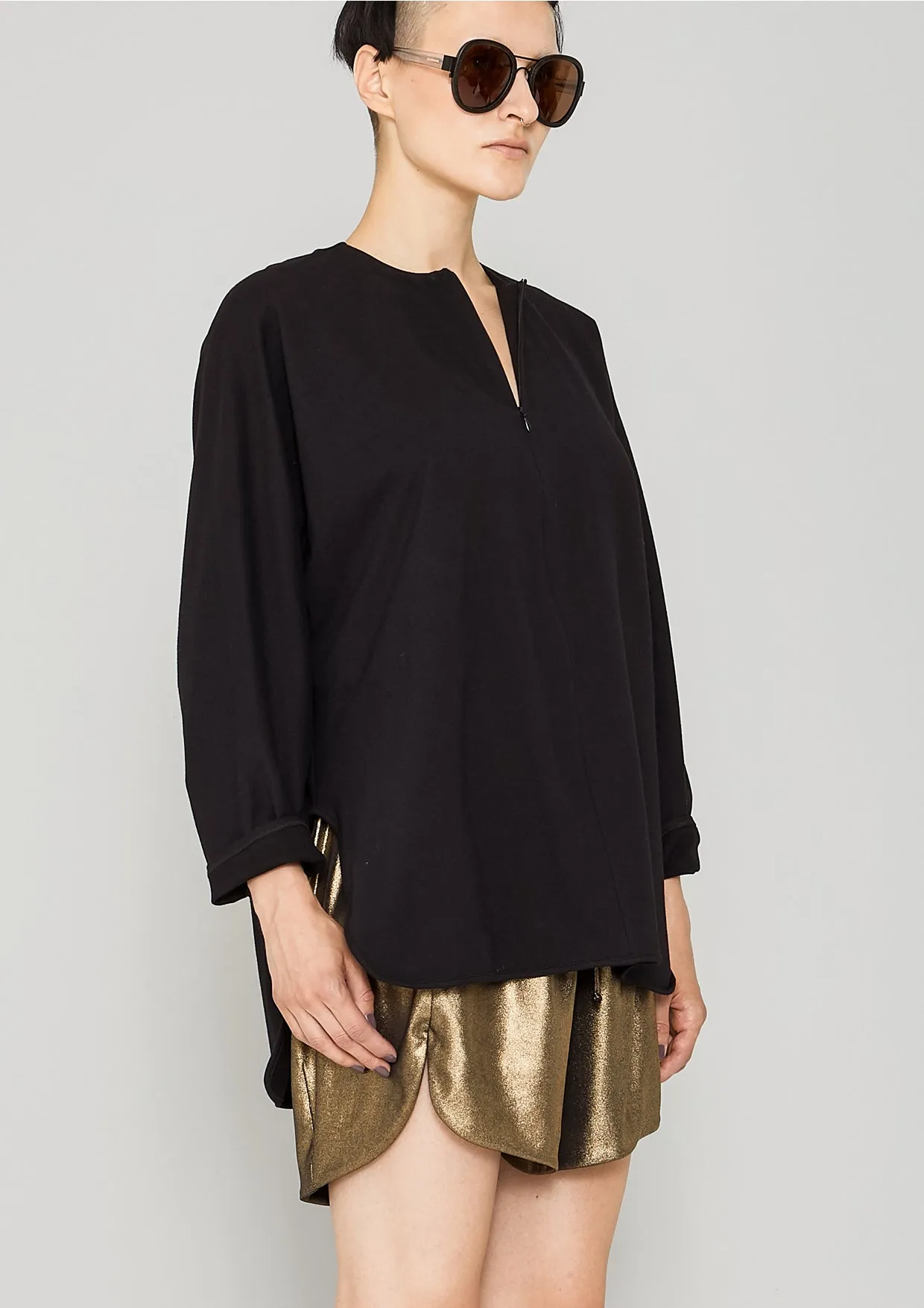 SHIRT ZIP OVERSIZED - COTTON JERSEY black