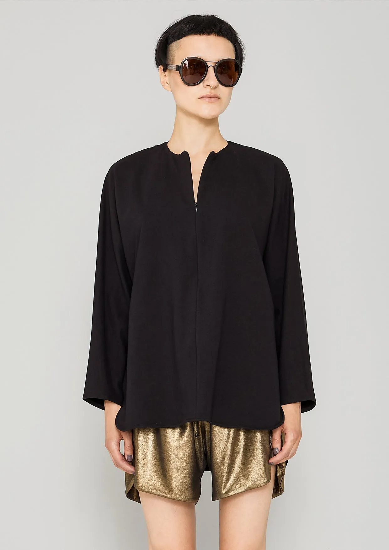 SHIRT ZIP OVERSIZED - COTTON JERSEY black