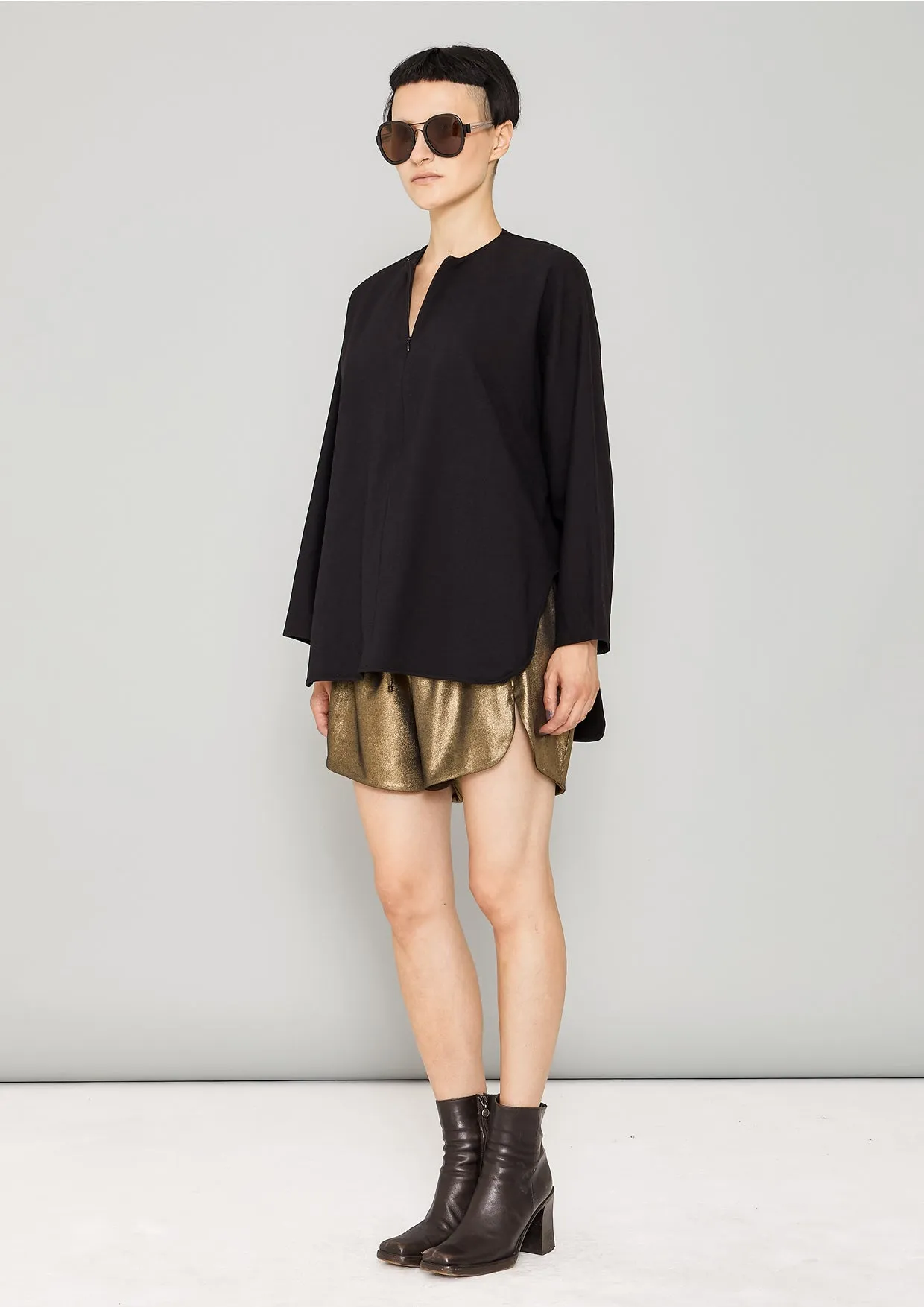 SHIRT ZIP OVERSIZED - COTTON JERSEY black