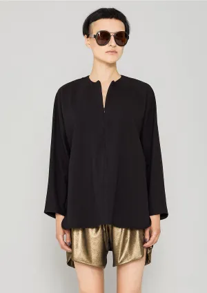 SHIRT ZIP OVERSIZED - COTTON JERSEY black