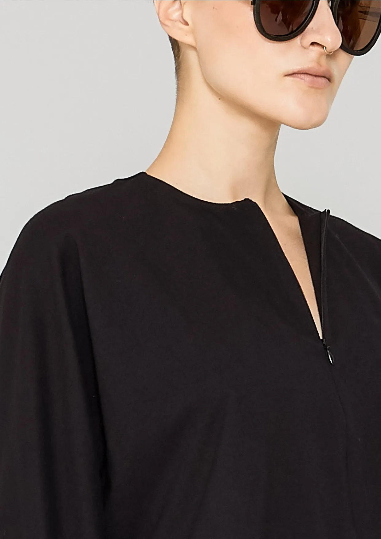SHIRT ZIP OVERSIZED - COTTON JERSEY black