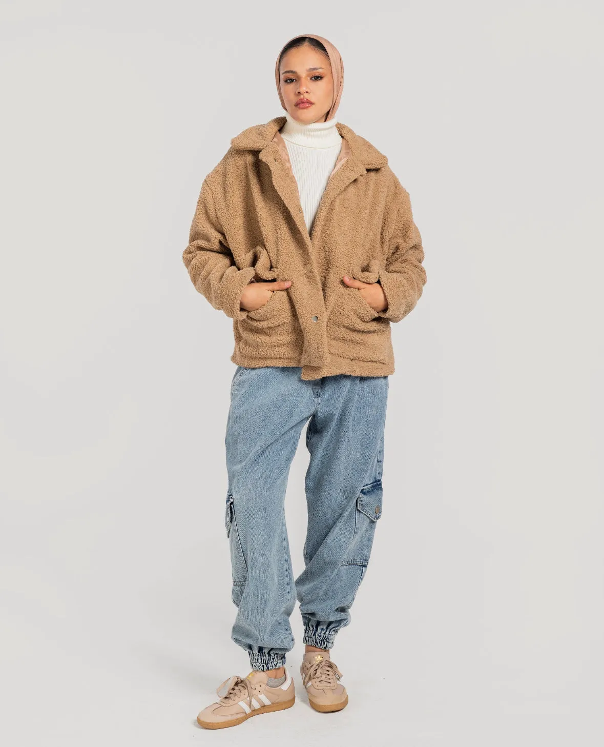 Short Beige Poodle Jacket