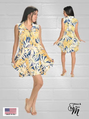 Sleeveless Tunic Kangaroo Pocket Zipper front DRESS/TUNIC with Collar