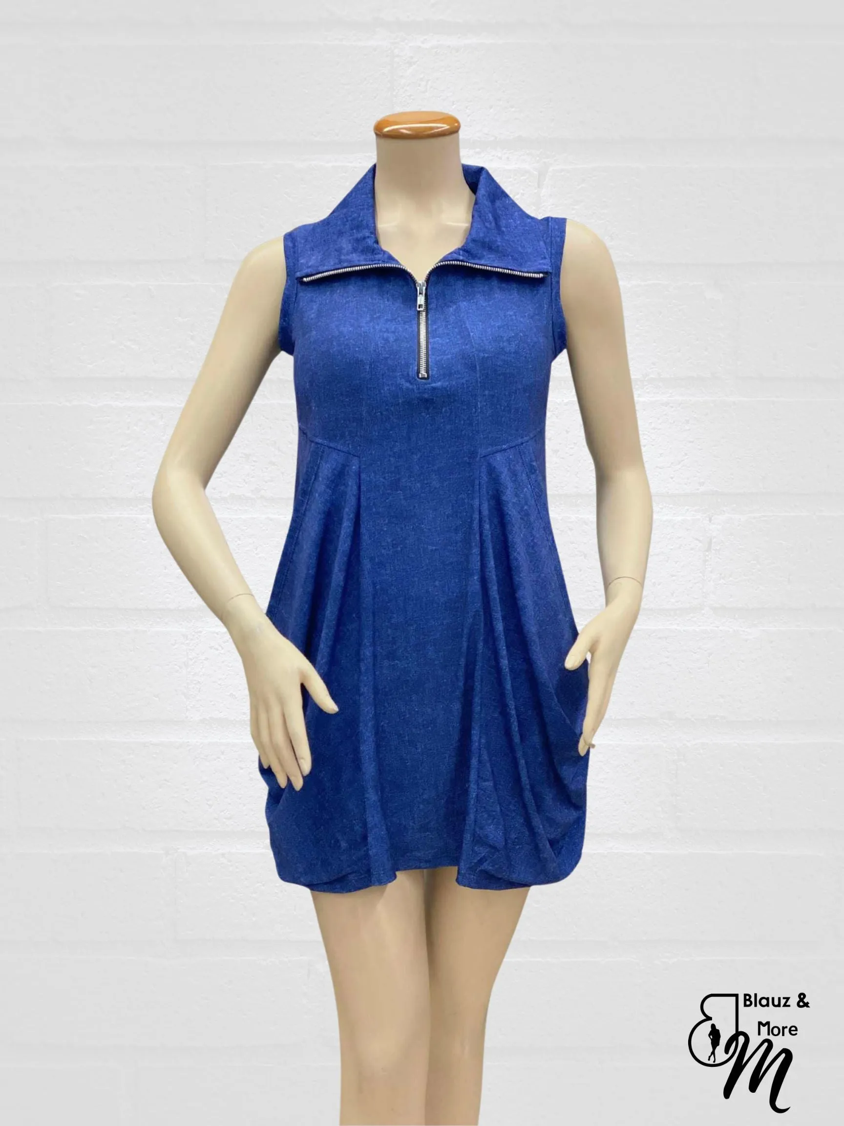 Sleeveless Tunic Kangaroo Pocket Zipper front DRESS/TUNIC with Collar