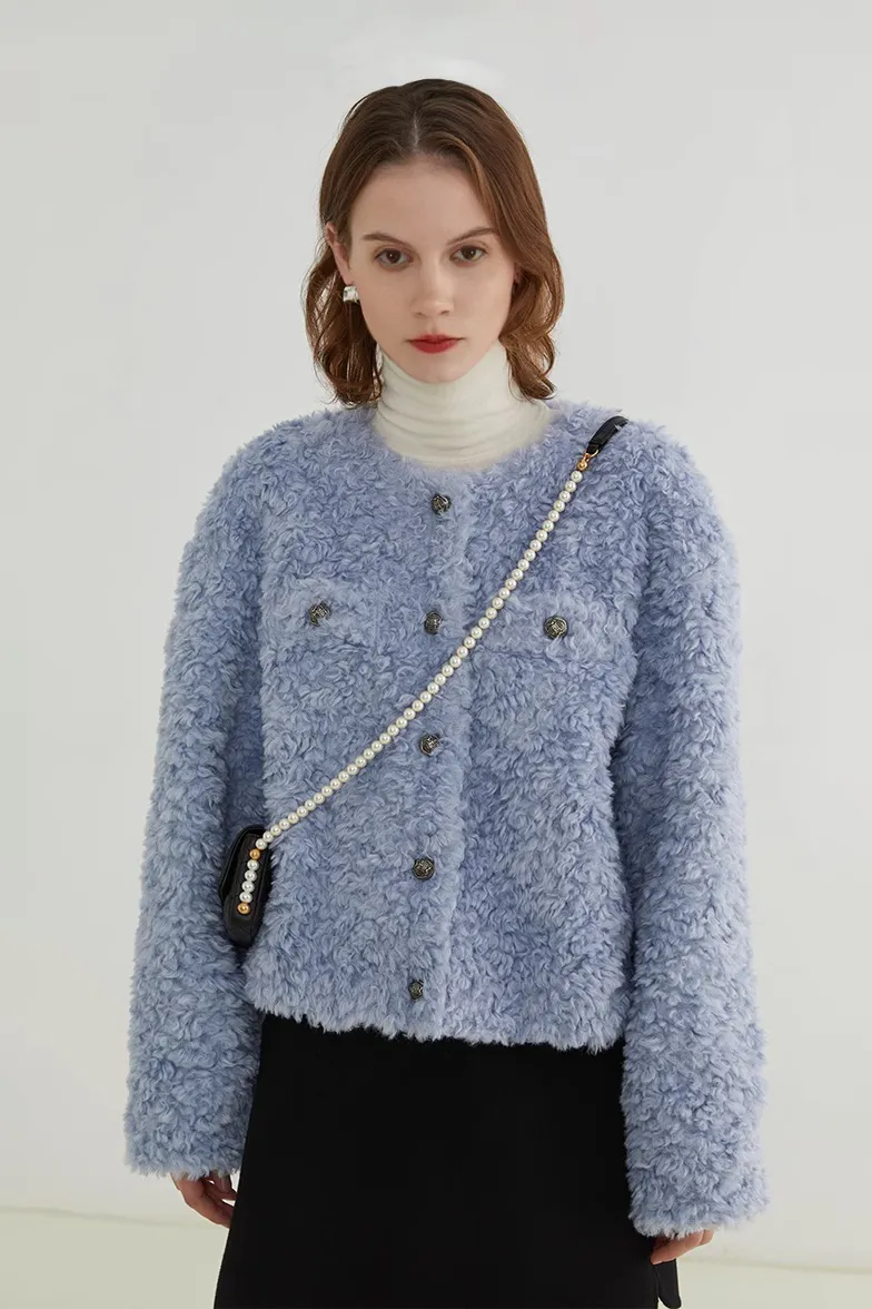 Sonata Blue Chic Shearling Jacket