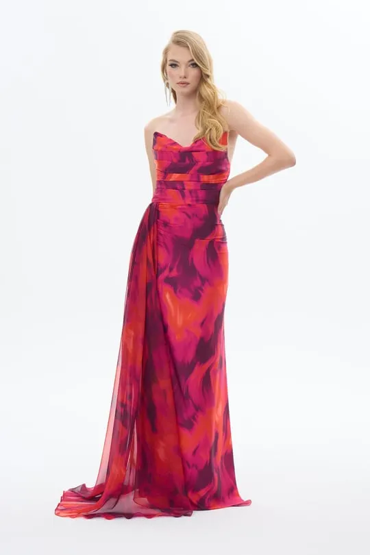 Strapless Floral Maxi Dress