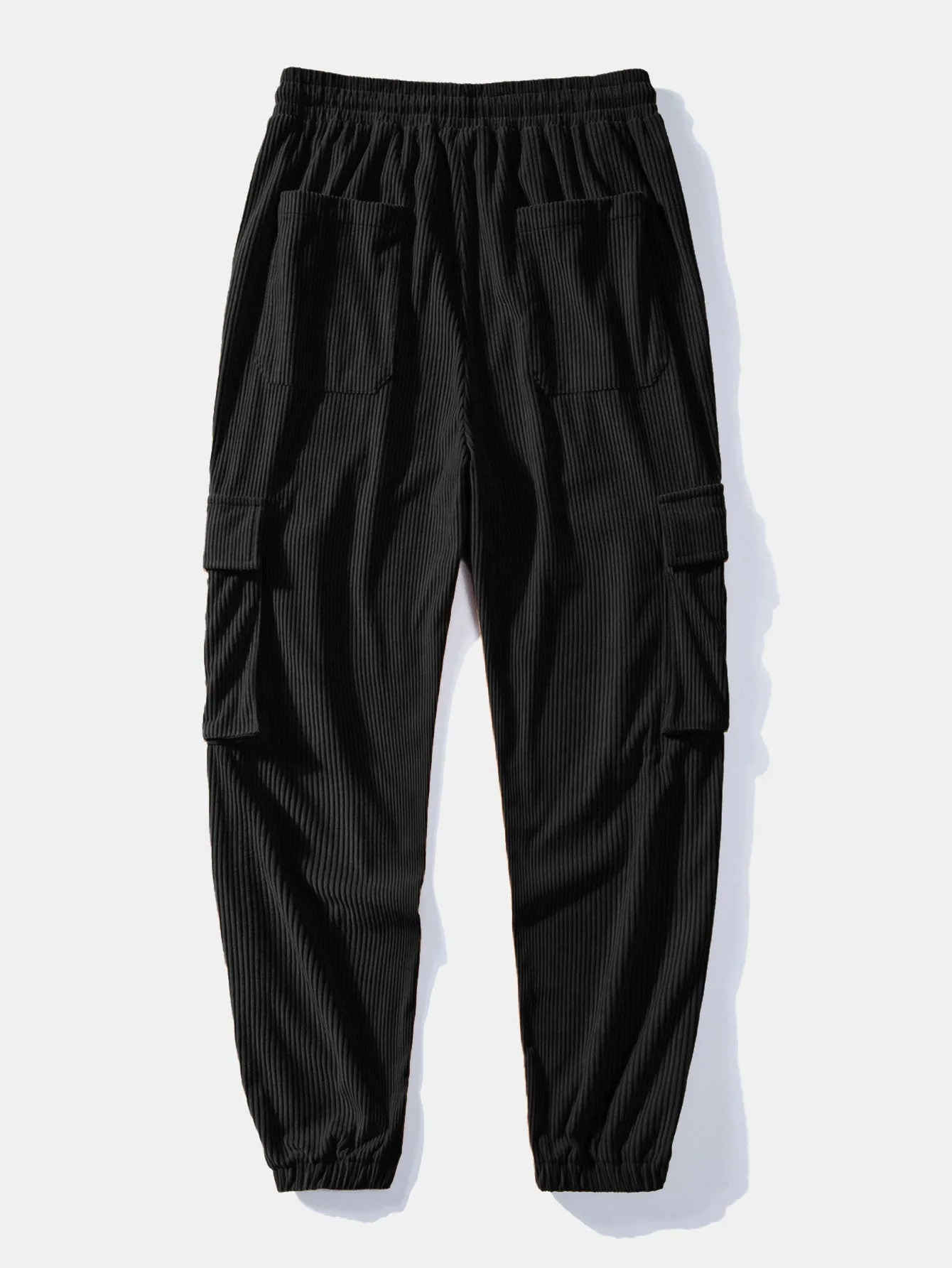 Teddy Fleece Ethnic Print Coat & Drawstring Corduroy Cargo Jogger Pants