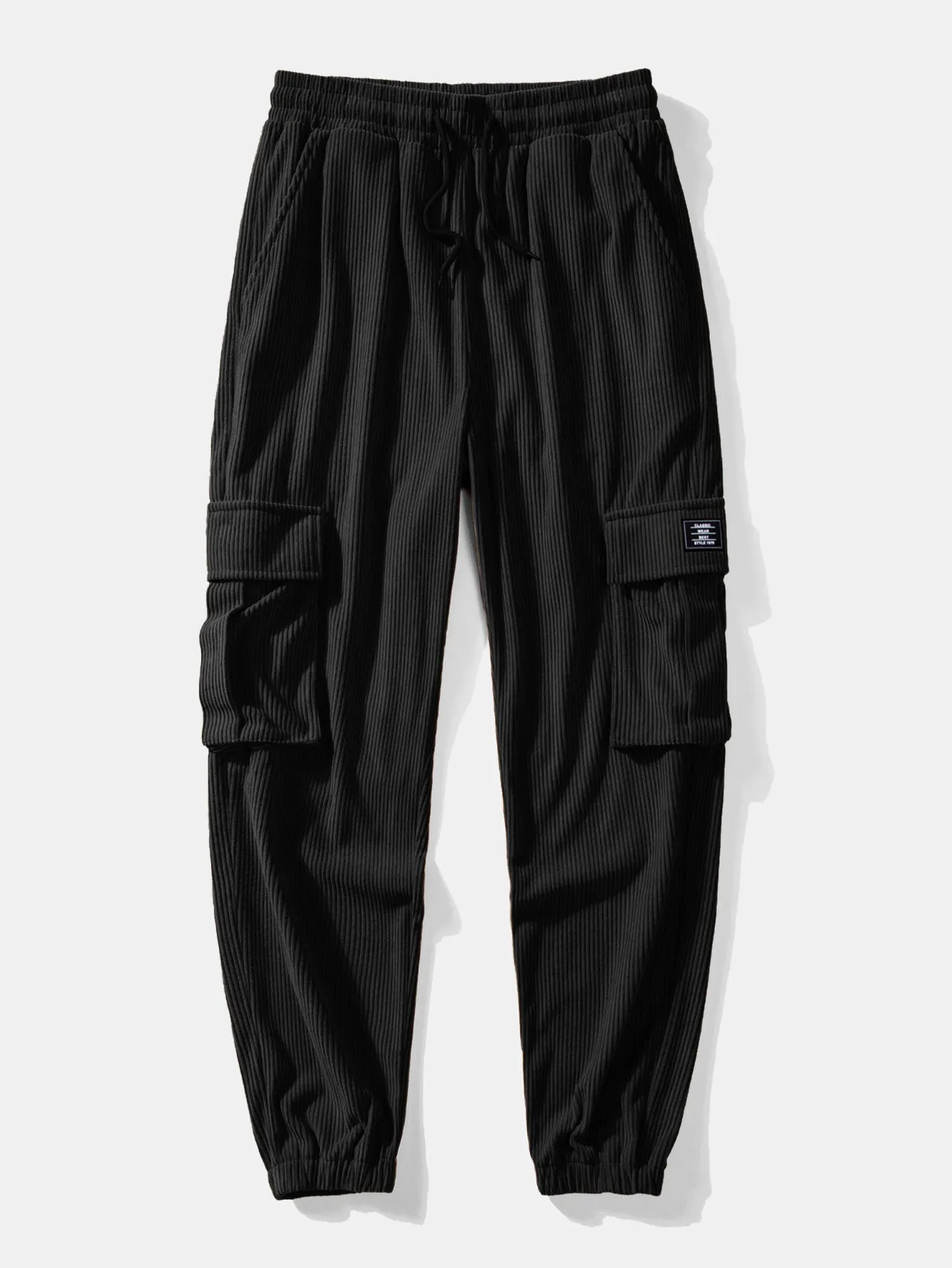 Teddy Fleece Ethnic Print Coat & Drawstring Corduroy Cargo Jogger Pants