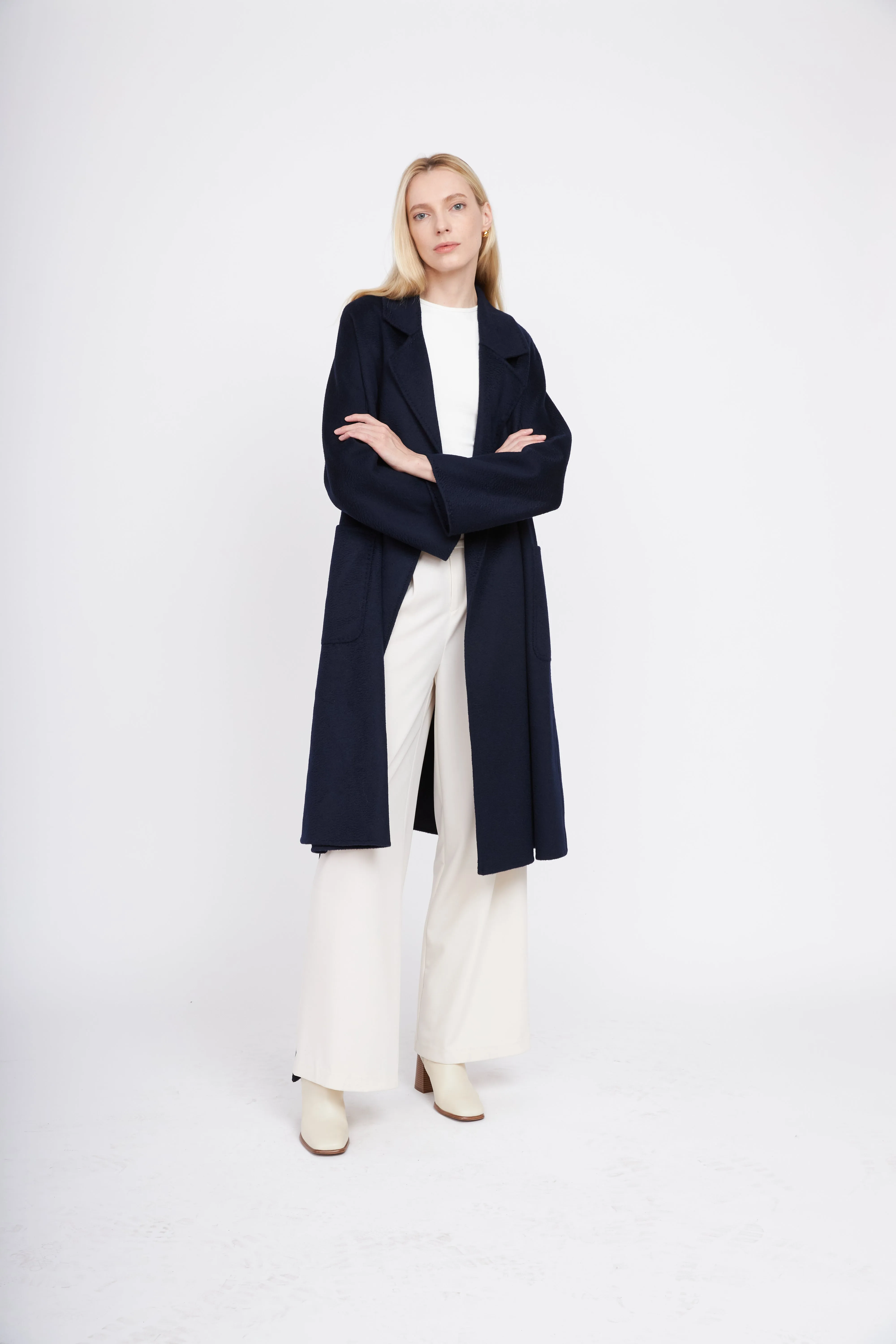 The Classic Wrap Coat - Navy