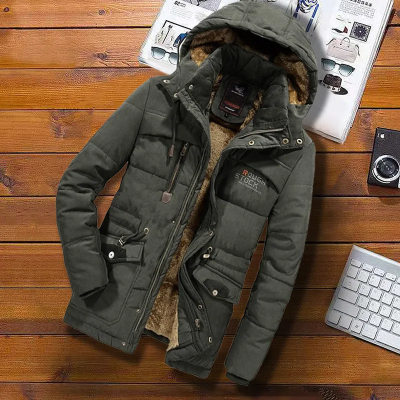 Tommy™ dikke gevoerde brief print winddicht met rits parka winterjas