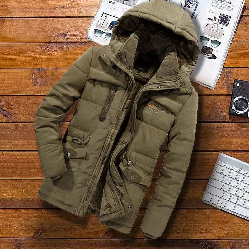 Tommy™ dikke gevoerde brief print winddicht met rits parka winterjas