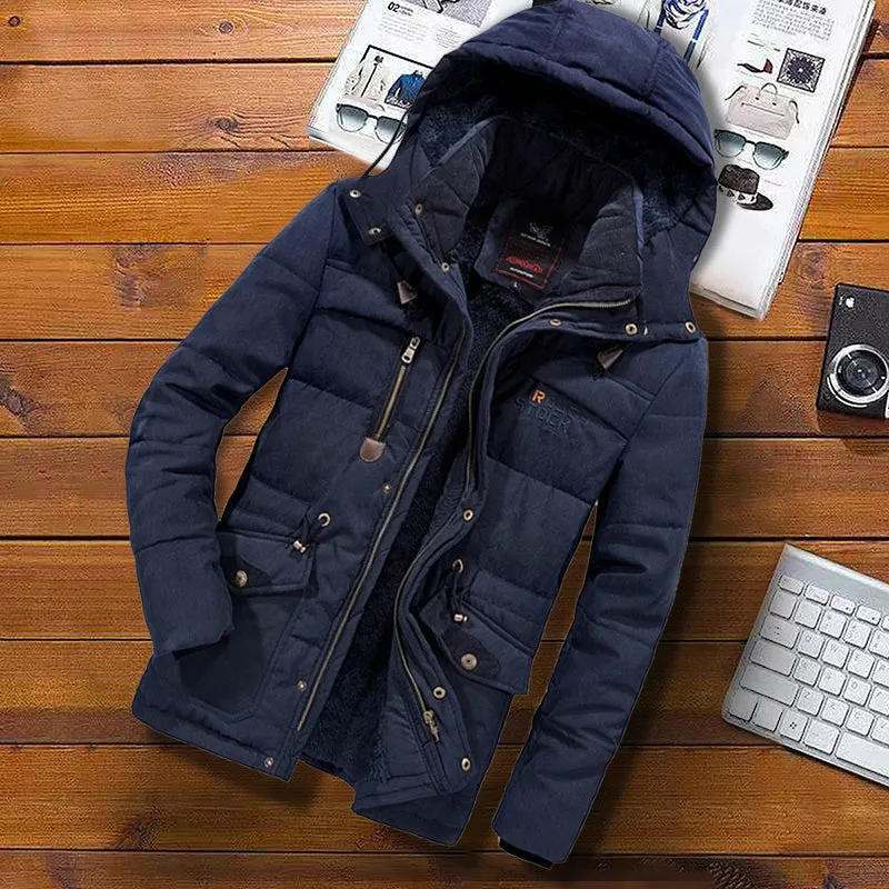 Tommy™ dikke gevoerde brief print winddicht met rits parka winterjas